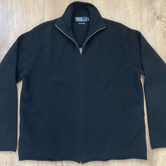 Polo Ralph Lauren Wool Zip Up Sweater Navy Large - Picture 1 of 9